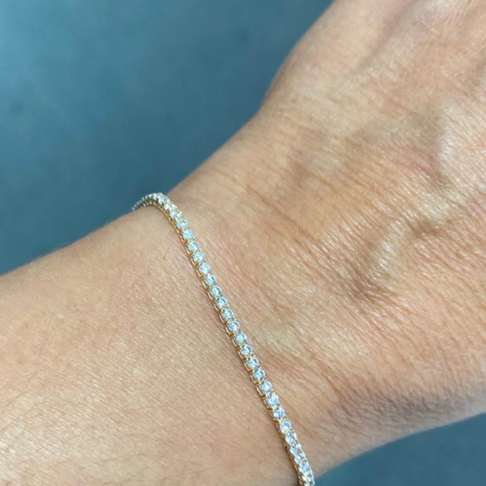 14K Yellow Gold Tennis Bracelet 1.75mm 7.25" inch